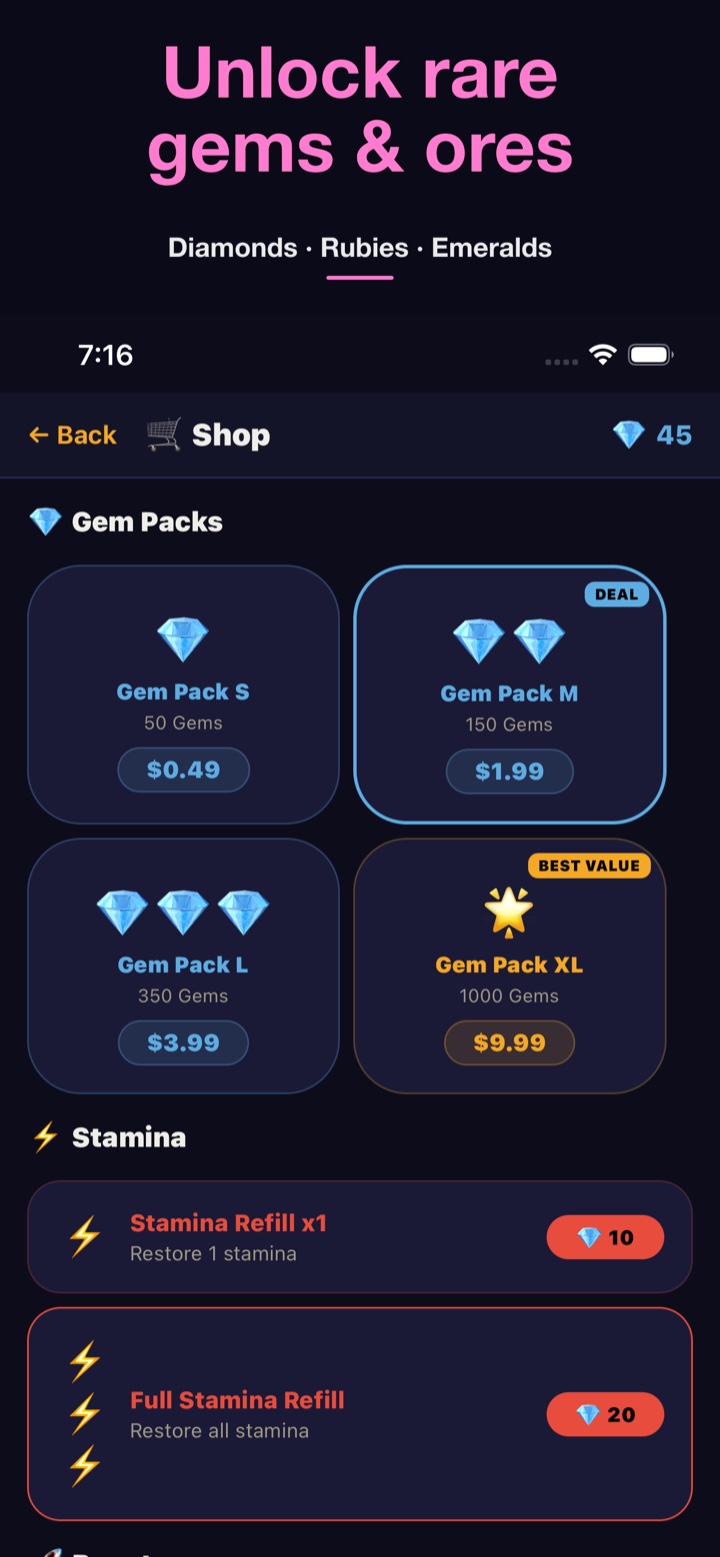 Mining Rush — Shop