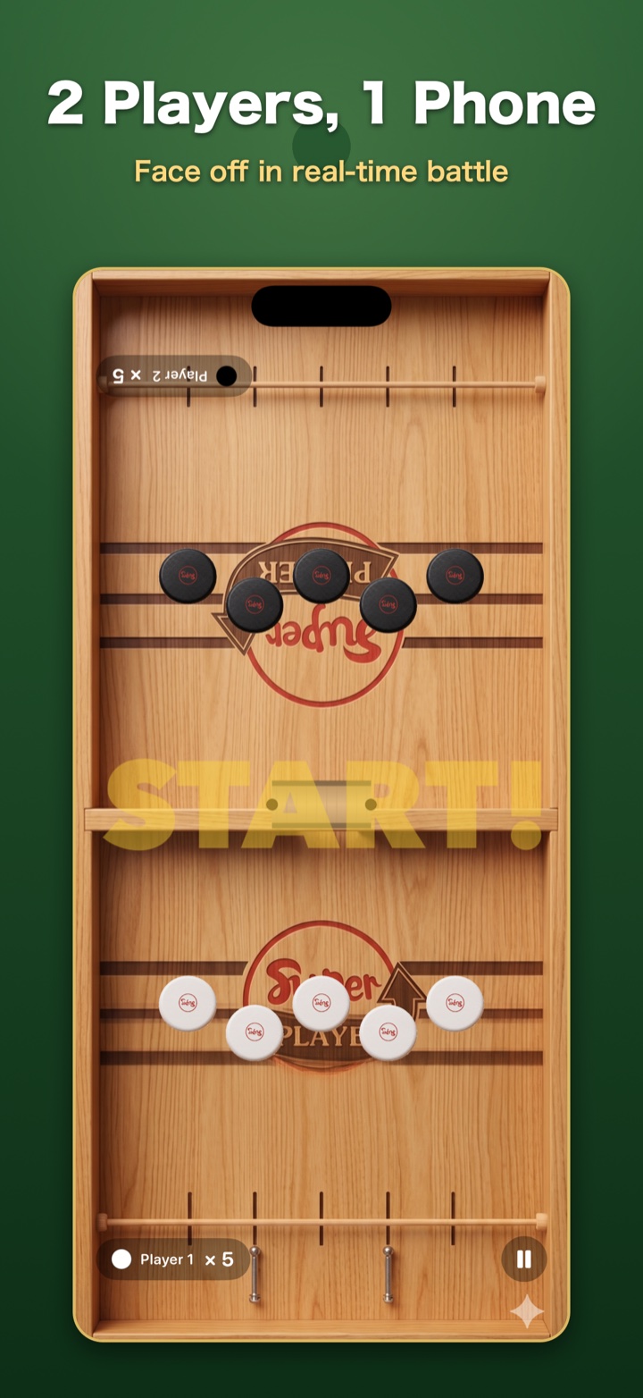 SlingPuck — Two players, one phone